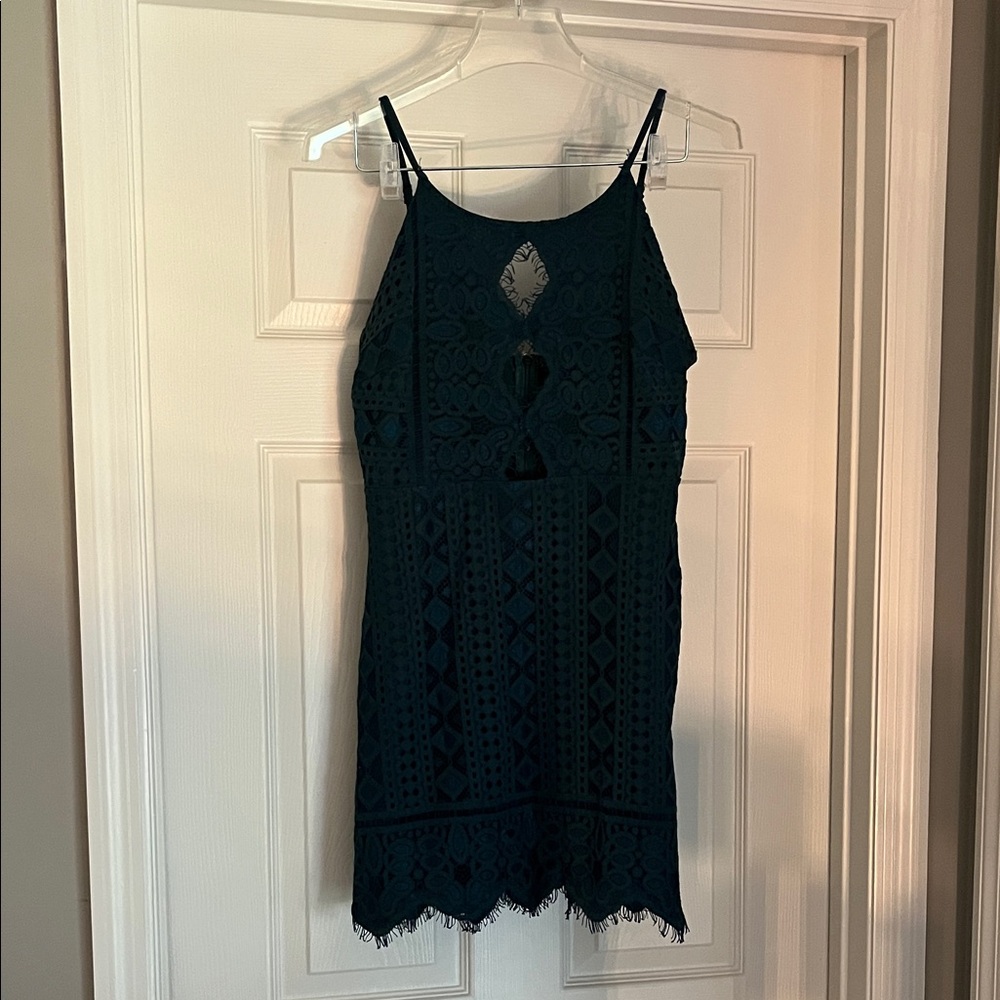 Dark Teal Lace Mini Dress